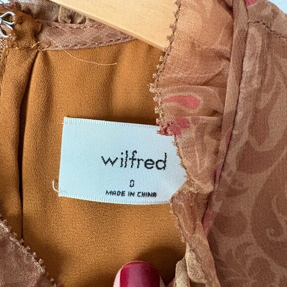 Aritzia Wilfred Swept Dress Puff Sleeve Maplewood Rich Chestnut Size 0 - Picture 7 of 8